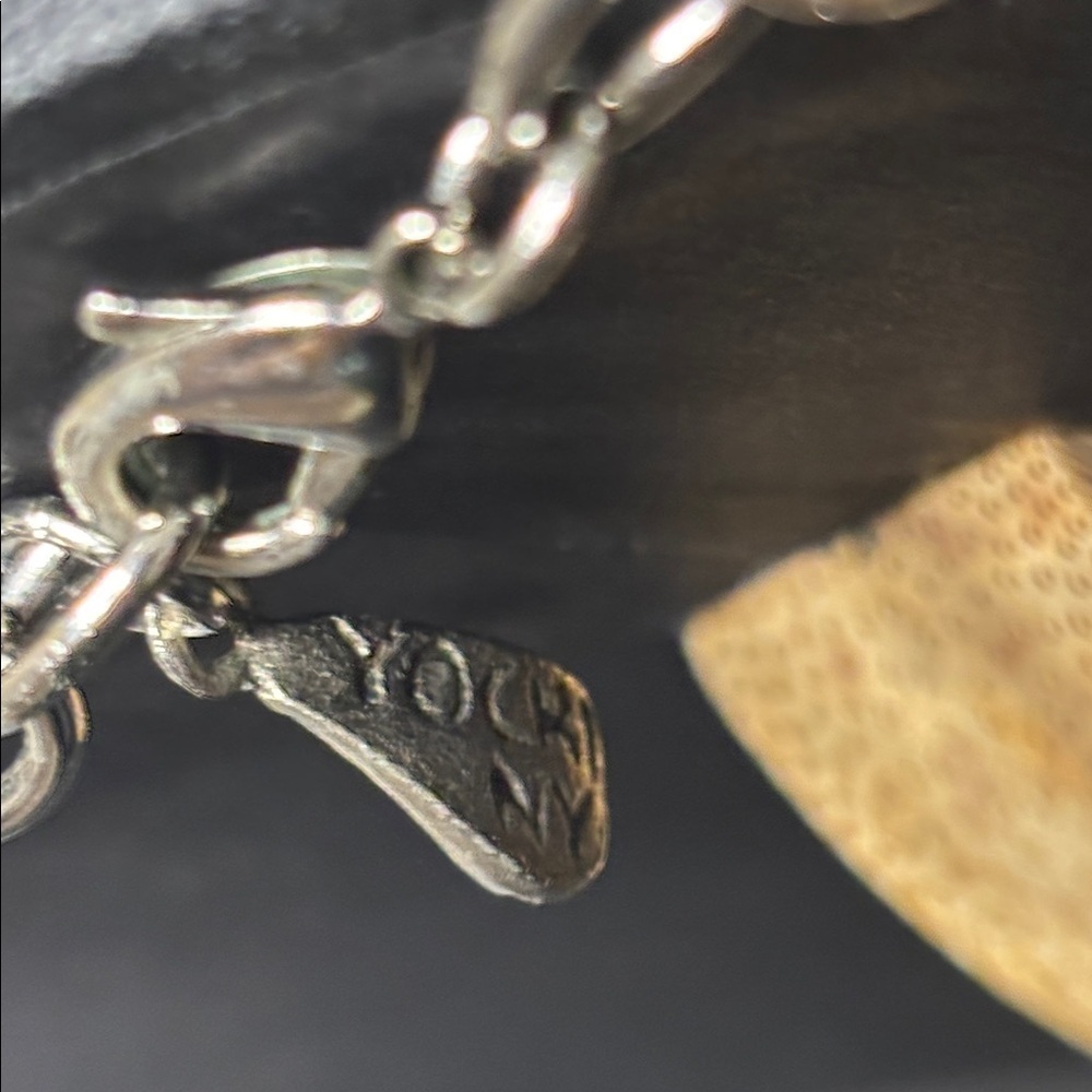 Yochi NY Silver Tone Chain Clear Charm Necklace Modern - Picture 3 of 7